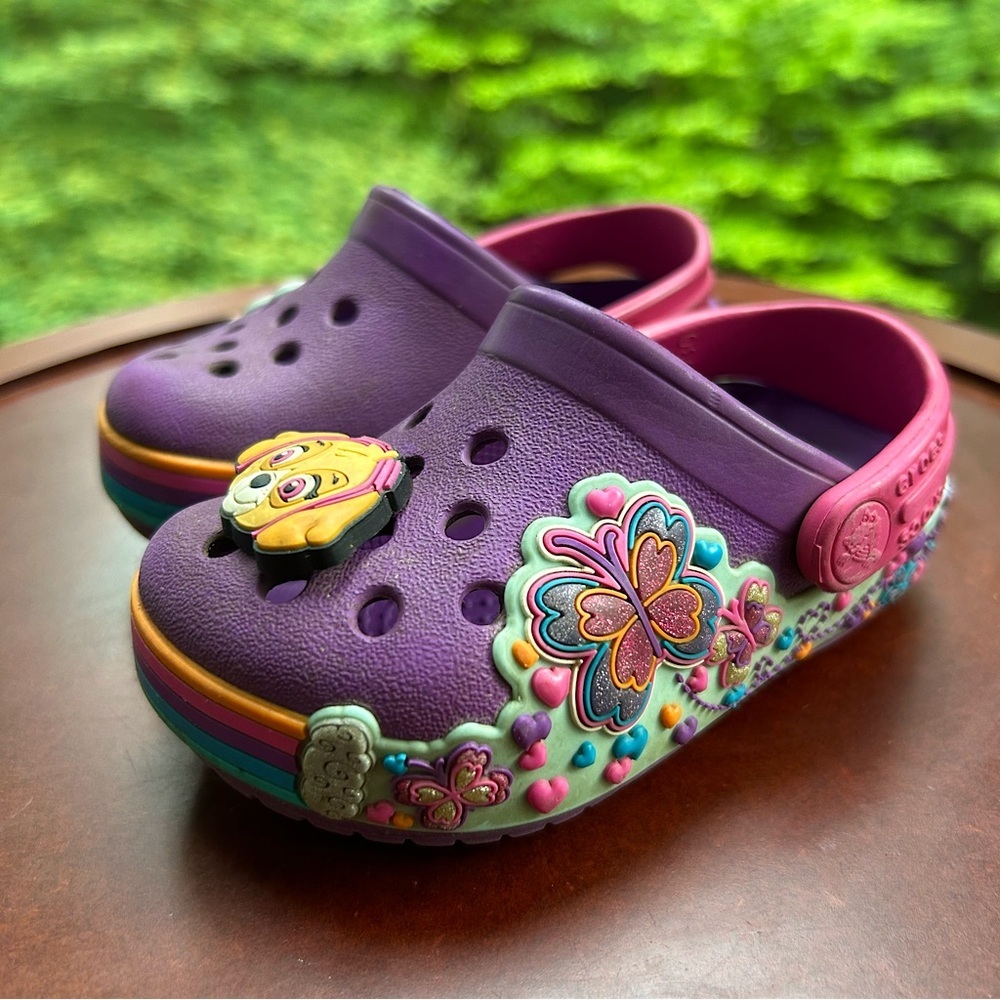 Crocs x Paw Patrol | Toddler Girl Size 5 | Rare Rainbow Butterfly Skye Clogs
